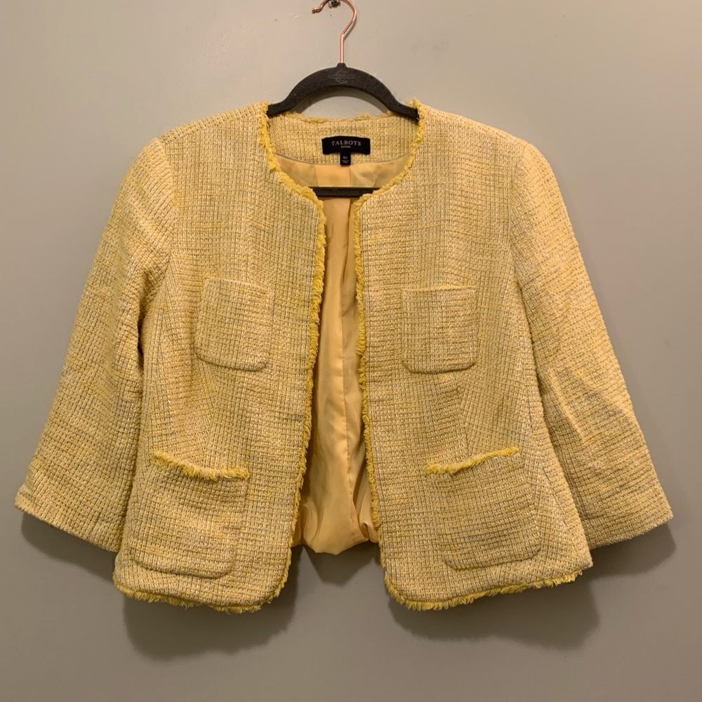 Talbots Fringe Trim Tweed Jacket - Picture 1 of 8